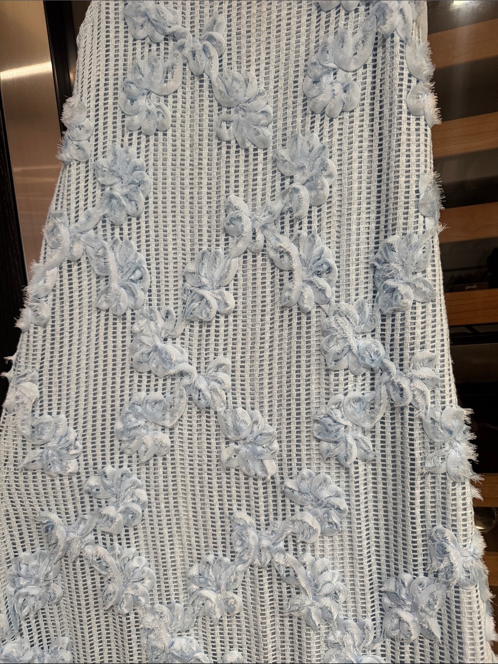 En Saison Blue Floral Appliqué Tie Shoulder Maxi Dress Size Small - Picture 4 of 7